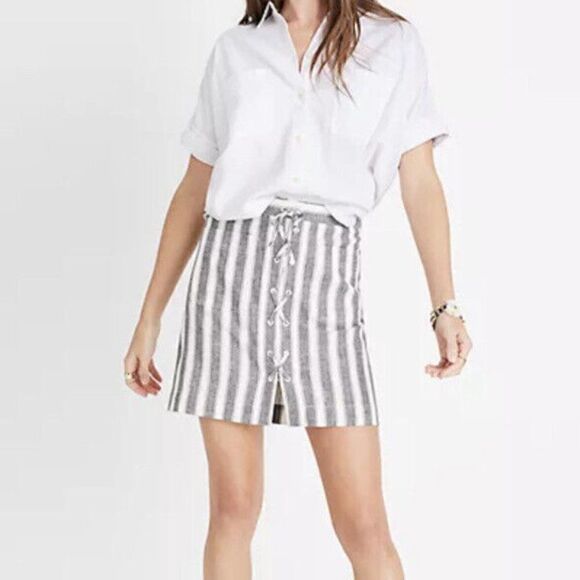 Madewell Lace up Linen/Cotton Skirt - Picture 1 of 6